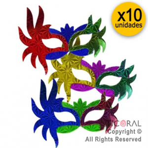 ANTIFAZ METALIZADO CON PICOS DOBLE HOLOGRAFICO x 10